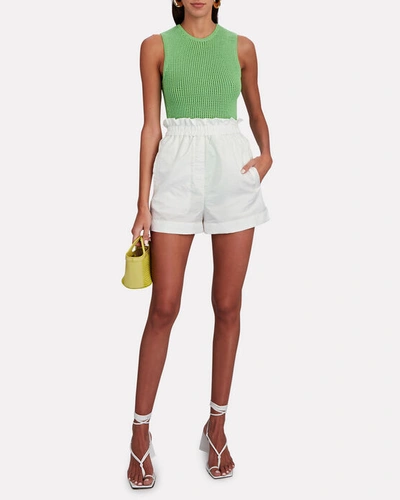 Shop Tibi Crispy Nylon Shorts In White