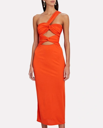 Shop Ronny Kobo Mirabella Cut-out Midi Dress In Orange