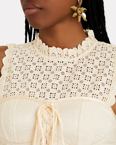Shop Ulla Johnson Sabrina Embroidered Mini Dress In Ivory