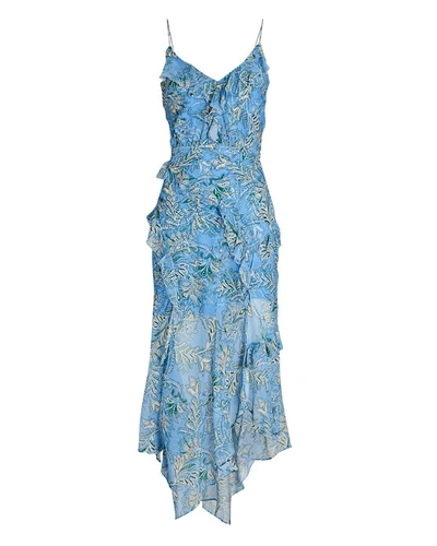 Shop Veronica Beard Avenel Silk Midi Dress In Blue-lt