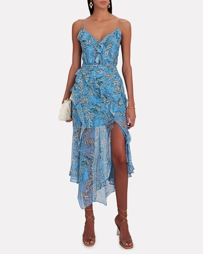 Shop Veronica Beard Avenel Silk Midi Dress In Blue-lt