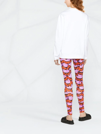 Msgm White Crewneck Sweatshirt With Script Logo In 白色