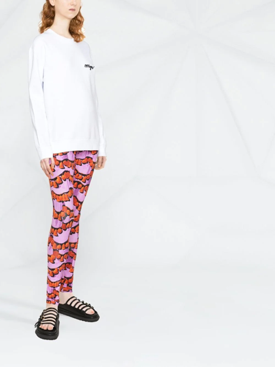 Msgm White Crewneck Sweatshirt With Script Logo In 白色
