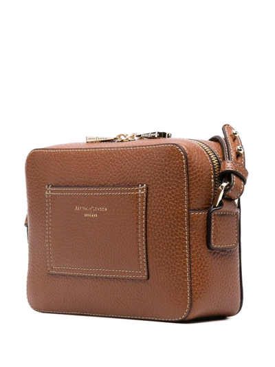 Shop Aspinal Of London Embroidered-logo Camera Bag In Brown