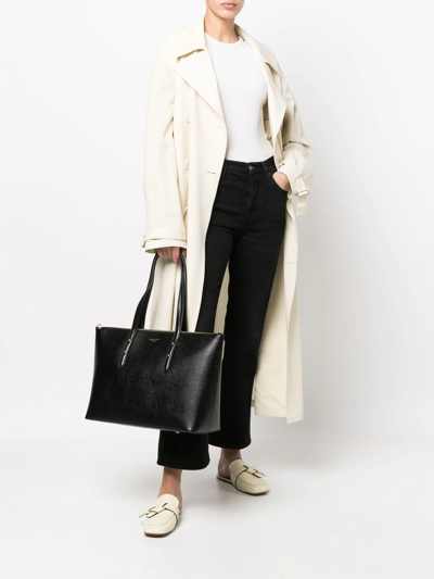 Shop Aspinal Of London Regent Scored-effect Tote Bag In Black