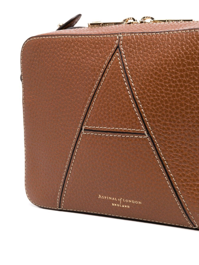 Shop Aspinal Of London Embroidered-logo Camera Bag In Brown