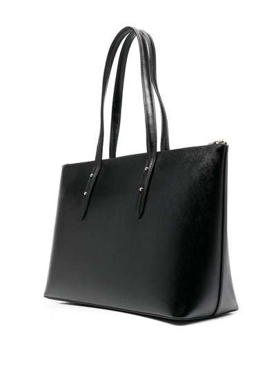 Shop Aspinal Of London Regent Scored-effect Tote Bag In Black