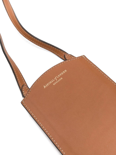 Shop Aspinal Of London Logo-print Leather Phone Case In Neutrals