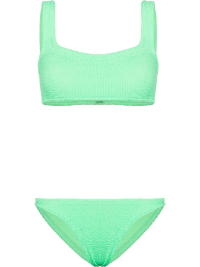 Shop Hunza G Xandra Crinkle Bikini Set In Green