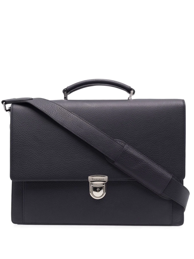 Shop Aspinal Of London City Laptop Briefcase In Blue