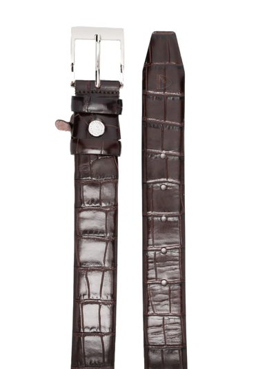 Aspinal Of London Crocodille-effect Embossed Belt In Brown