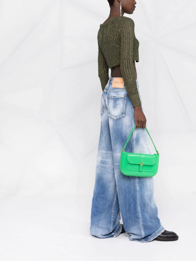 Shop By Far Miranda Leather Shoulder Bag In Green