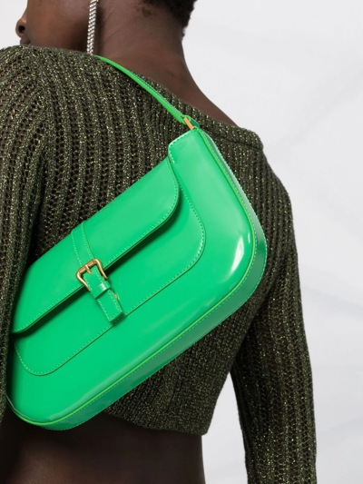 Shop By Far Miranda Leather Shoulder Bag In Green