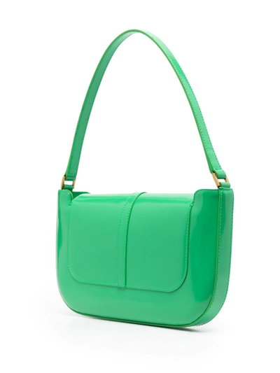 By Far Green Miranda Patent Leather Shoulder Bag In Green