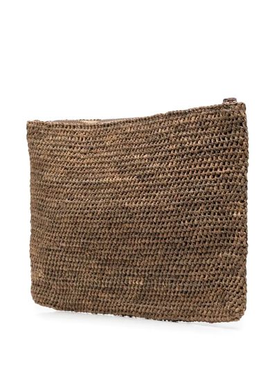 Shop Ibeliv Woven Zipped Clutch Bag In Brown
