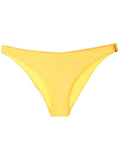 Shop Moschino Logo-patch Bikini Bottom In 黄色