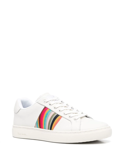 Shop Paul Smith Stripe Detail Lace-up Sneakers In White