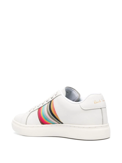 Shop Paul Smith Stripe Detail Lace-up Sneakers In White