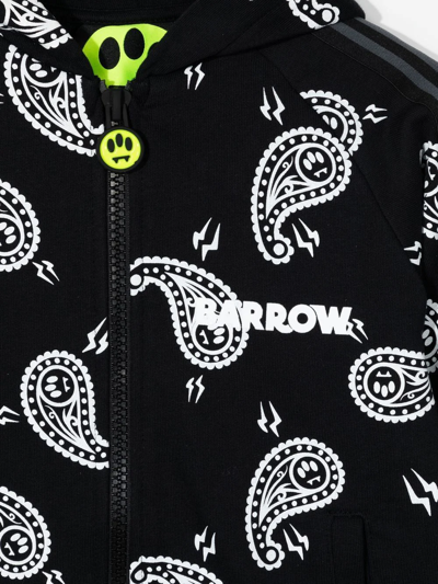 Shop Barrow Graphic-print Zip-up Hoodie In 黑色