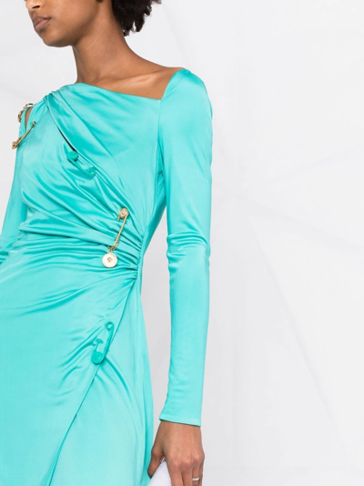 Shop Versace Safety-pin Cocktail Dress In Blue