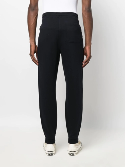 Shop Vince Drawstring-waist Cotton Track Pants In Blue