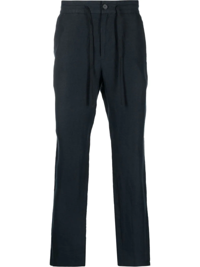 Shop Vince Drawstring-waist Four-pocket Straight-leg Trousers In Blue