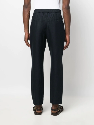 Shop Vince Drawstring-waist Four-pocket Straight-leg Trousers In Blue