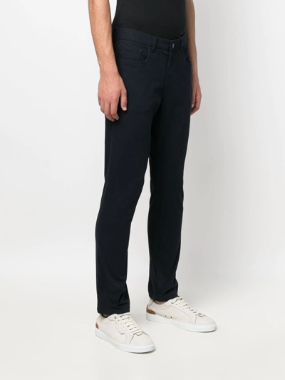 Shop Vince Dylan Low-rise Straight-leg Trousers In Blue