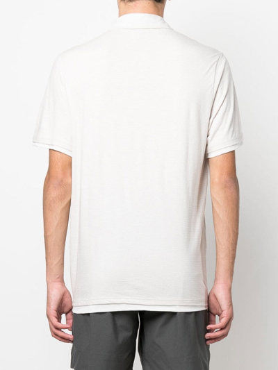 Shop Vince Stripe-print Cotton Polo Shirt In Neutrals