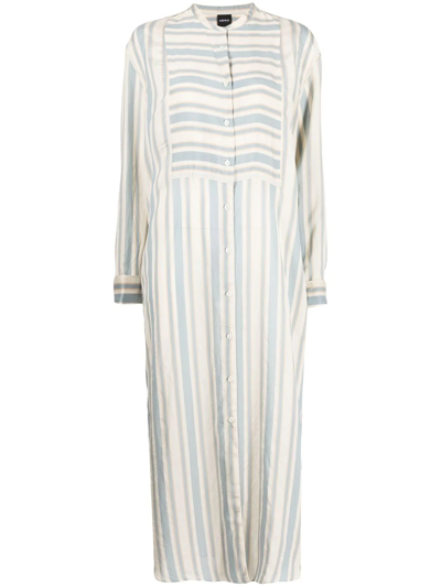 Shop Aspesi Stripe-print Shirt Dress In Blue