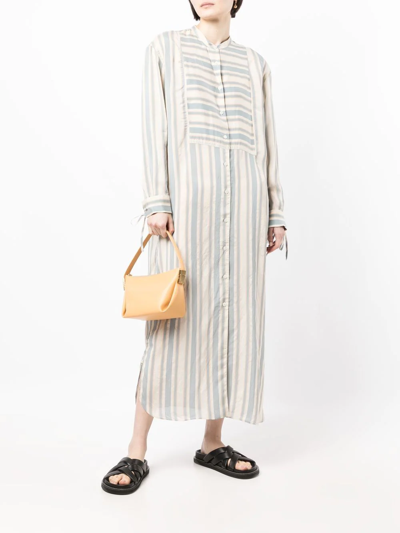 Shop Aspesi Stripe-print Shirt Dress In Blue