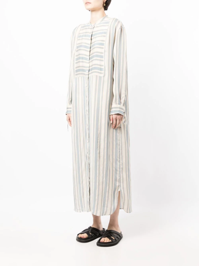 Shop Aspesi Stripe-print Shirt Dress In Blue