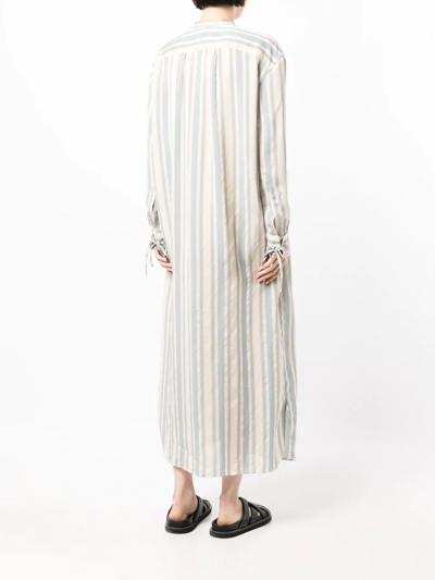 Shop Aspesi Stripe-print Shirt Dress In Blue