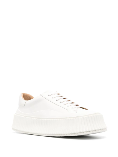 Shop Jil Sander Lace-up Platform Sneakers In White