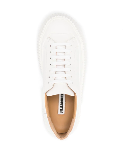 Shop Jil Sander Lace-up Platform Sneakers In White