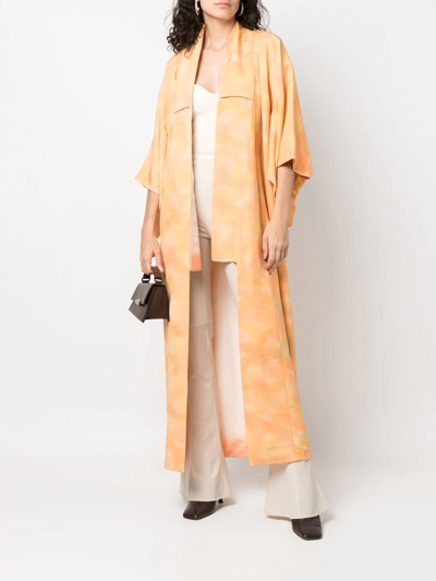 Pre-owned A.n.g.e.l.o. Vintage Cult 1970s Marble-effect Square-sleeved Coat In Orange