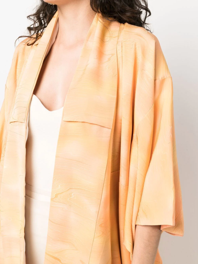 Pre-owned A.n.g.e.l.o. Vintage Cult 1970s Marble-effect Square-sleeved Coat In Orange