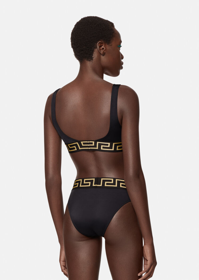 Shop Versace Greca Border Bikini Bottoms In Black