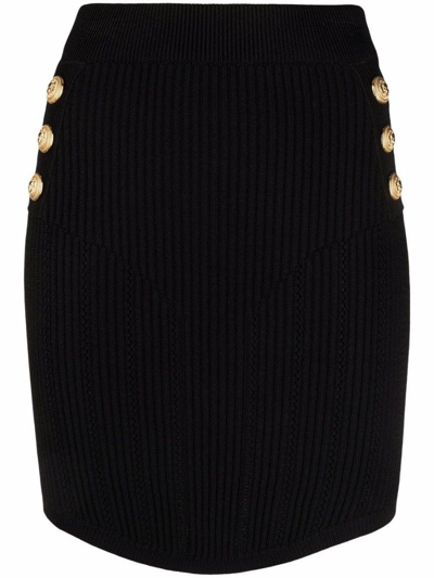 Balmain Ribbed Mini Skirt In Animal Print