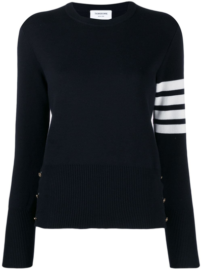 Shop Thom Browne Sweater With Stripes In Blue