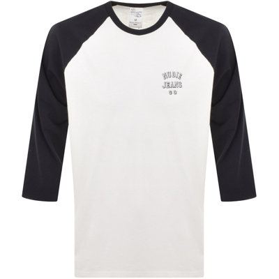 Shop Nudie Jeans Joey Logo T Shirt White