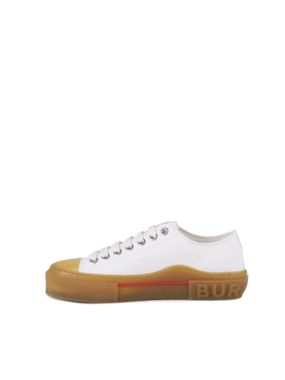 Shop Burberry Cotton Sneakers With Logo Detail In White