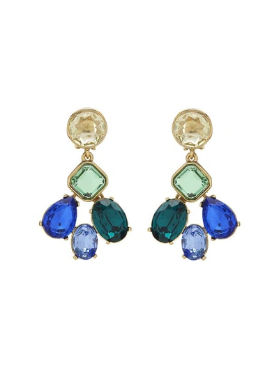 Shop Oscar De La Renta Crystal Cocktail Earrings In Blue/green
