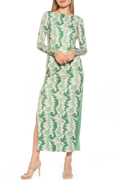 Shop Alexia Admor Lexy Long Sleeve Maxi Dress In Green Abstract
