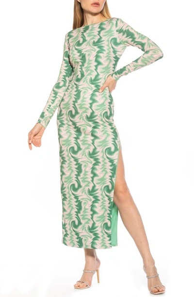 Shop Alexia Admor Lexy Long Sleeve Maxi Dress In Green Abstract