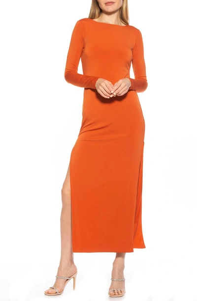 Shop Alexia Admor Lexy Long Sleeve Maxi Dress In Apricot