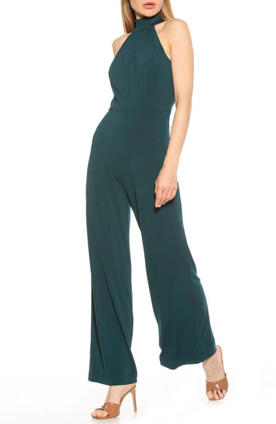 Shop Alexia Admor Meghan Halter Crepe Jumpsuit In Emerald