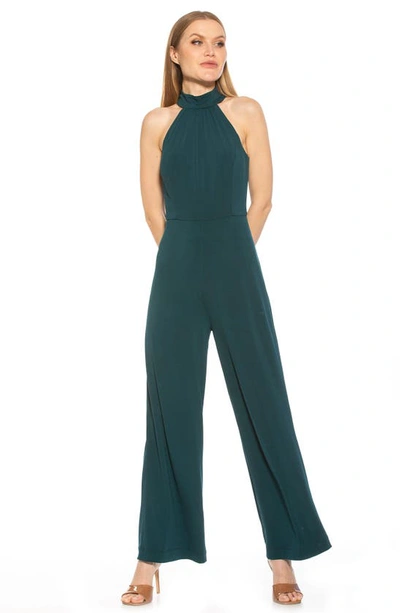 Shop Alexia Admor Meghan Halter Crepe Jumpsuit In Emerald