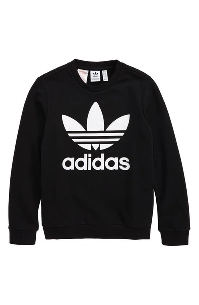Shop Adidas Originals Trefoil Sweatshirt In Black/ White