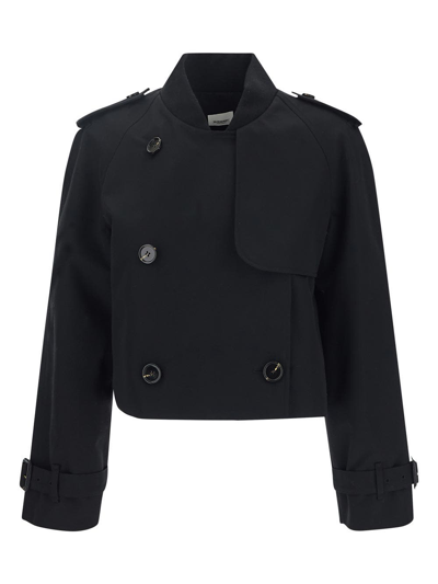Shop Burberry Double Breasted Jacket In Black